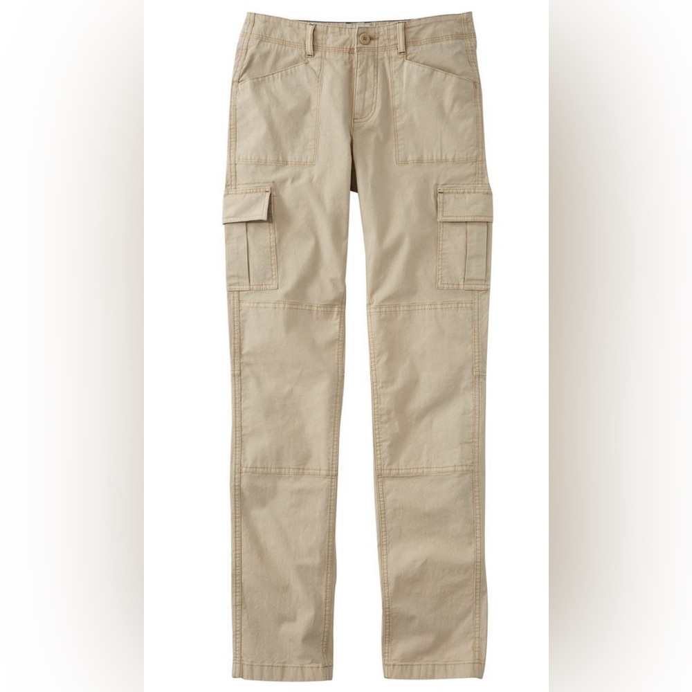 LL Bean Favorite Fit Canvas Khaki Cargo Pants - Size 12